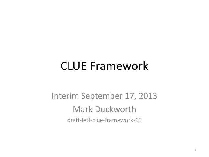 clue framework n.