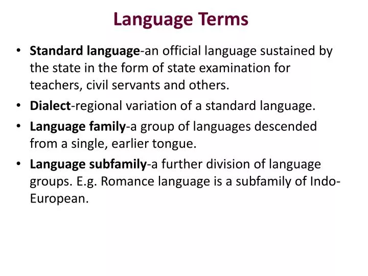 PPT - Language Terms PowerPoint Presentation, free download - ID:2088045