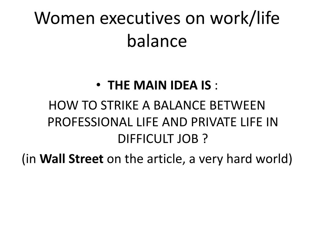 work life balance between male and female research paper