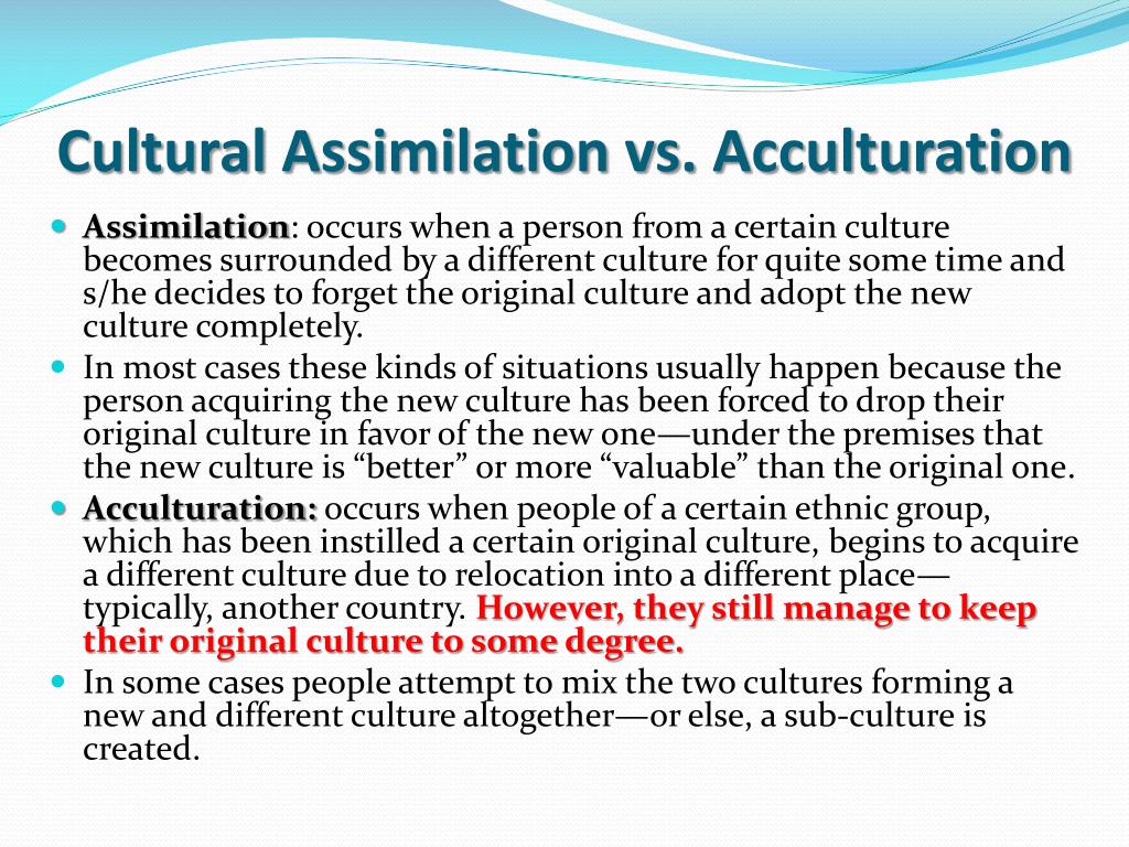 Acculturation vs Assimilation