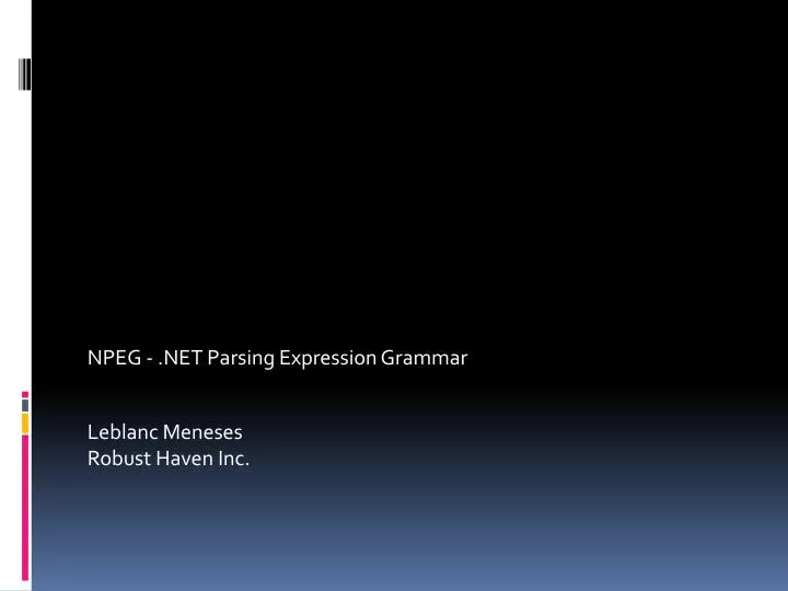 npeg net parsing expression grammar n.