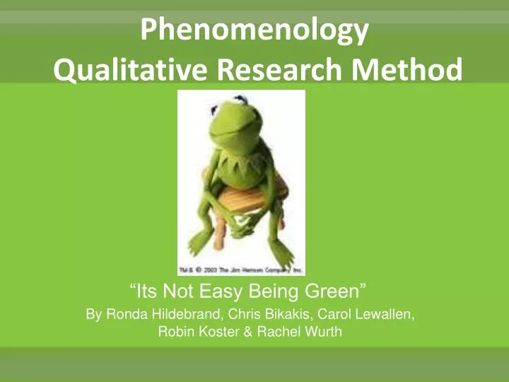 qualitative research design phenomenology