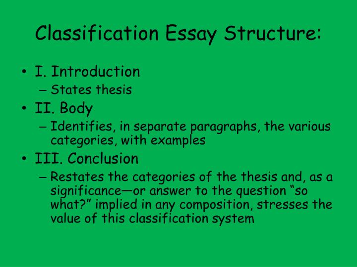 Writing a classification essay