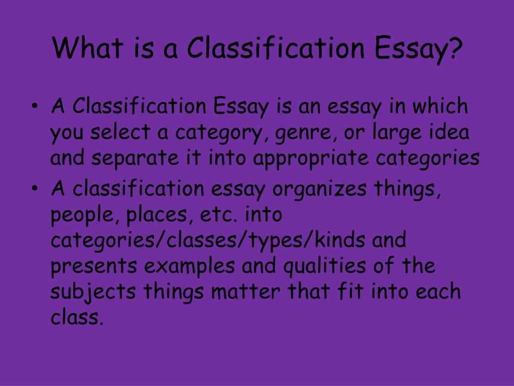 essay about classification