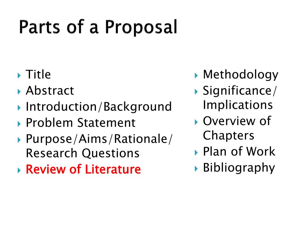 parts of proposal research