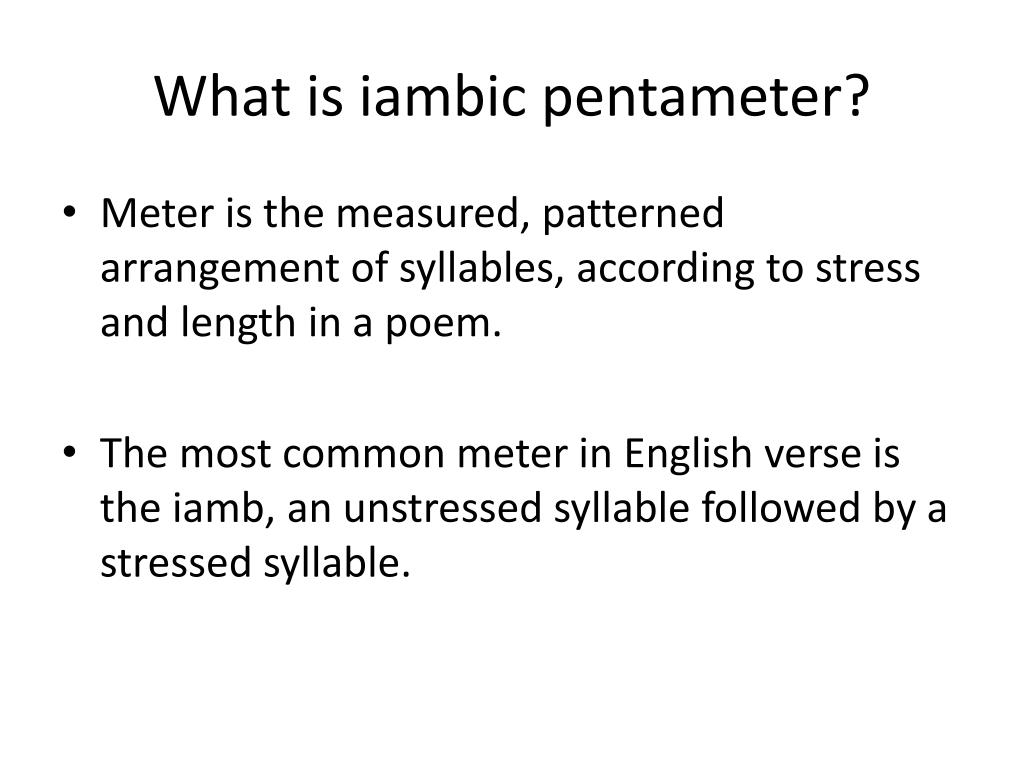 definition of iambic pentameter