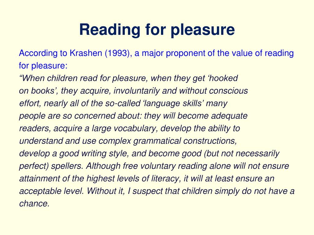 reading for pleasure essay summary