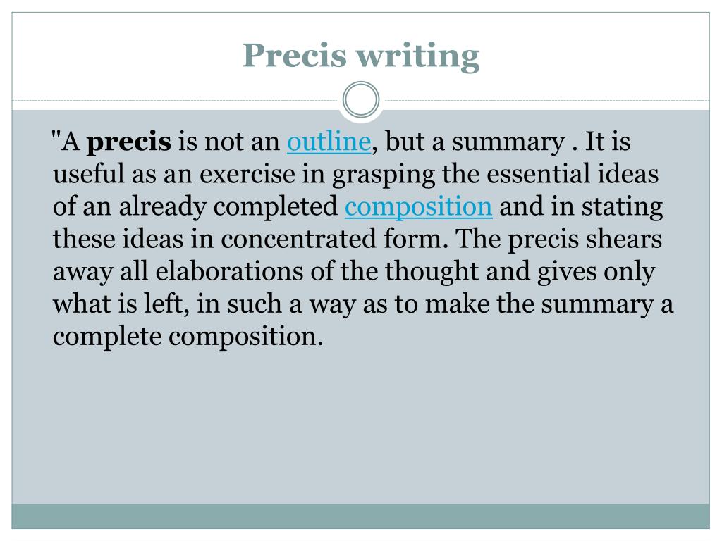 PPT - Precis writing PowerPoint Presentation, free download - ID