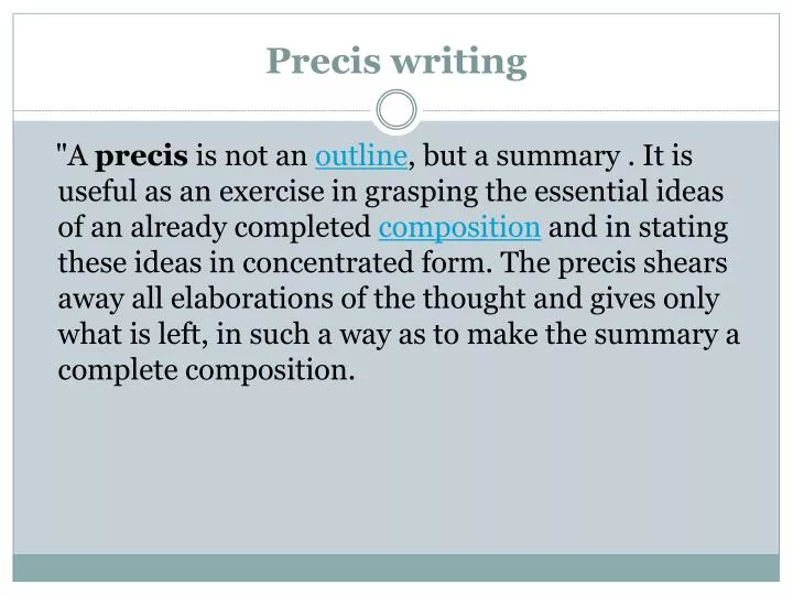 presentation on precis writing