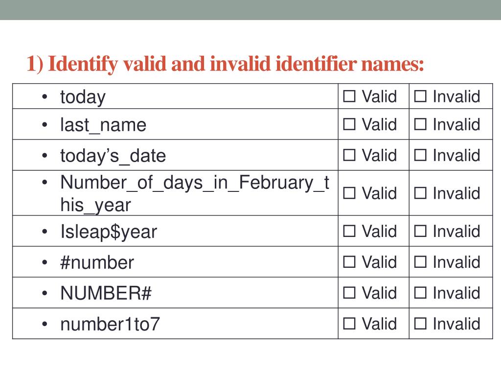 Invalid value type