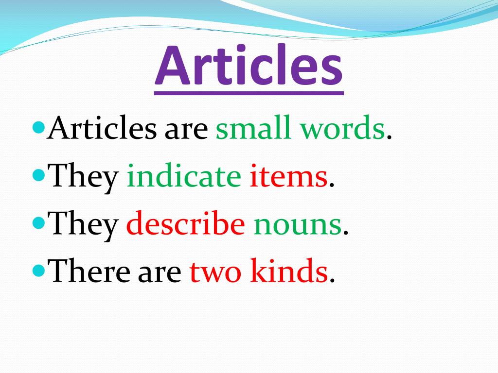 powerpoint presentation on articles in english