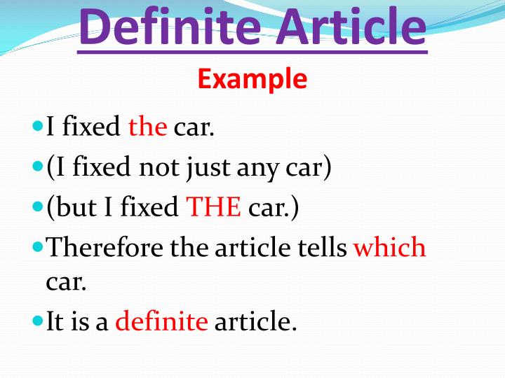 presentation on definite articles