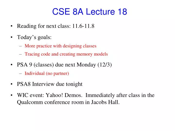 PPT CSE 8A Lecture 18 PowerPoint Presentation, free download ID2097688