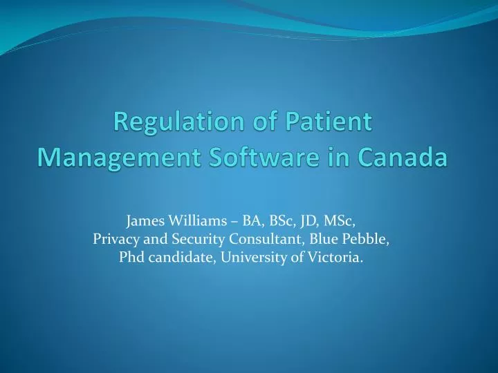regulation of patient management software in canada n.