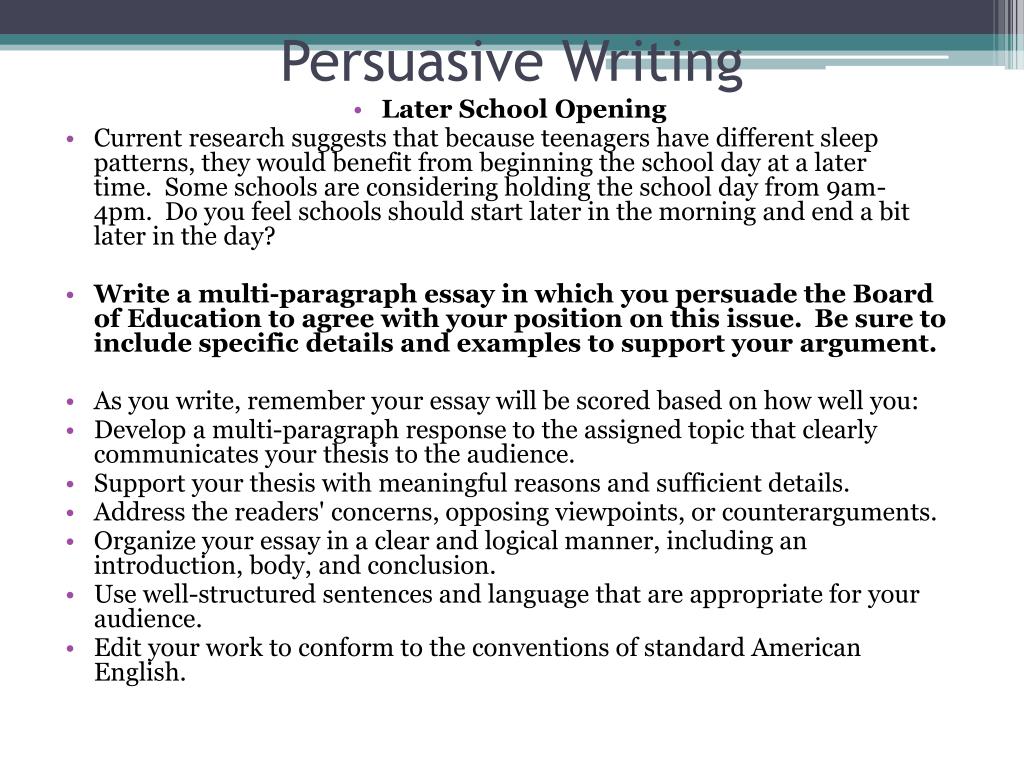 school start time persuasive essay