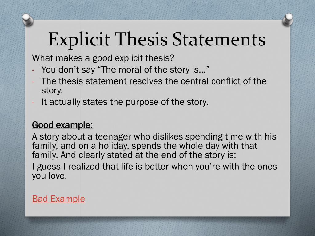 explicit thesis statement meaning