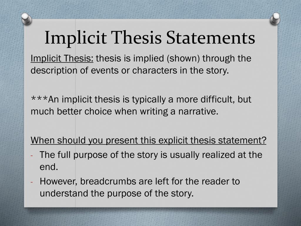 what is an implied thesis example