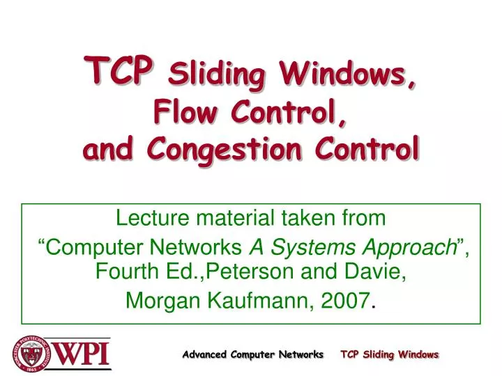 tcp sliding windows flow control and congestion control n.
