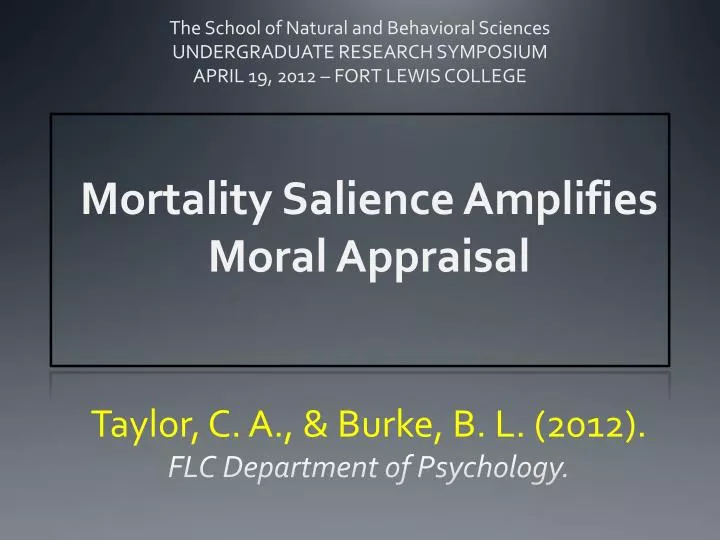mortality salience amplifies moral appraisal n.