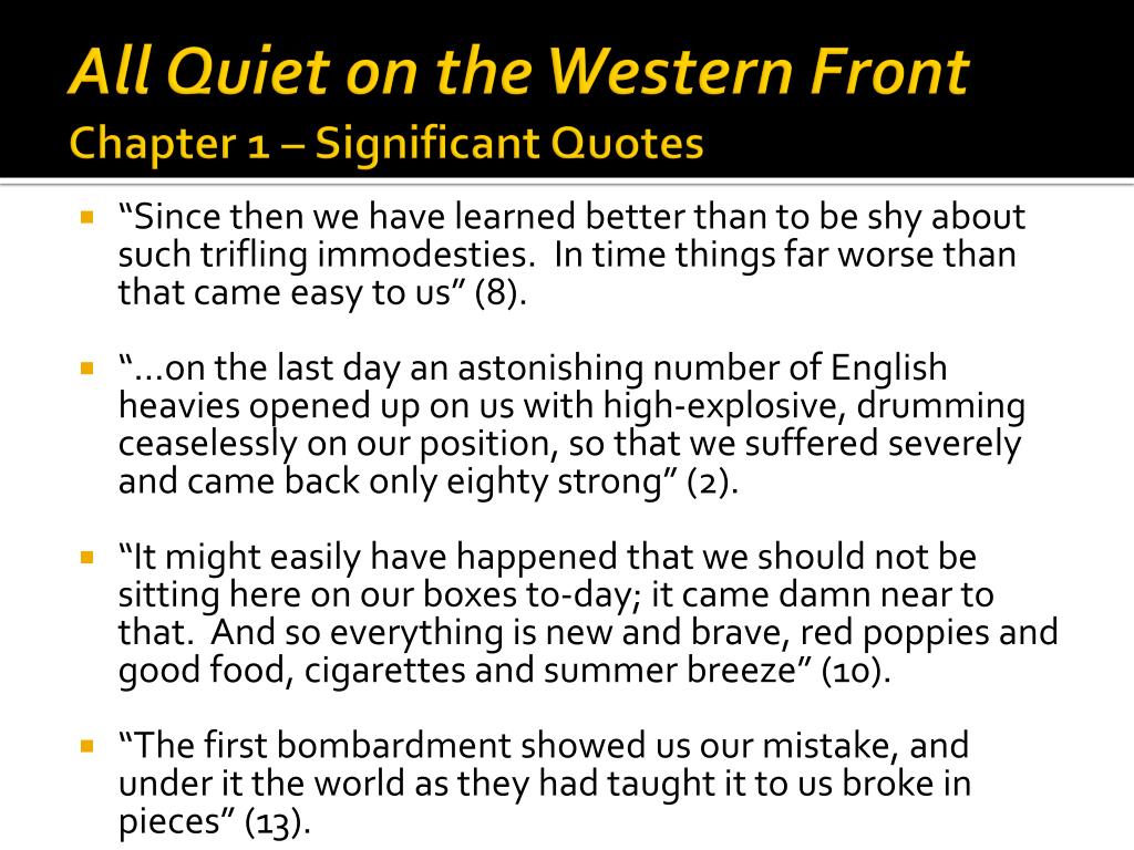 All Quiet On The Western Front Summary Chapter 1