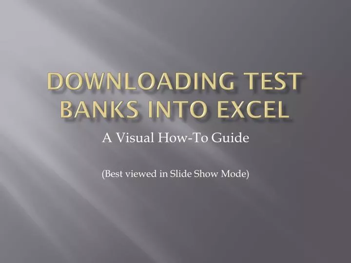 downloading test banks into excel n.