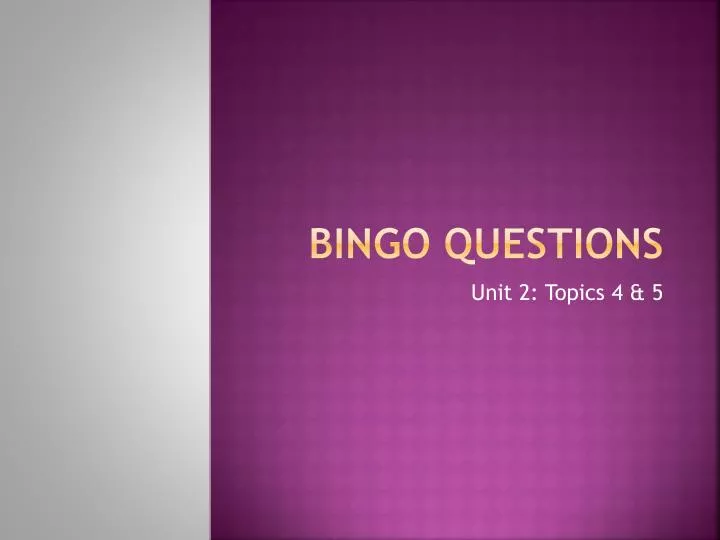PPT BINGO Questions PowerPoint Presentation Free Download ID 2105162