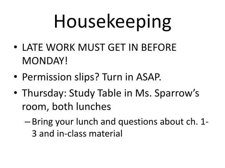 PPT Housekeeping PowerPoint Presentation, free download ID2106080
