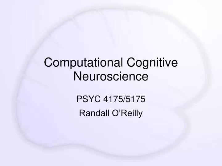 PPT Computational Cognitive Neuroscience PowerPoint Presentation