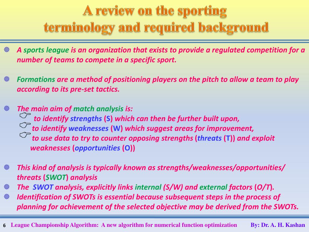 PPT The League Championship Algorithm A new algorithm for numerical