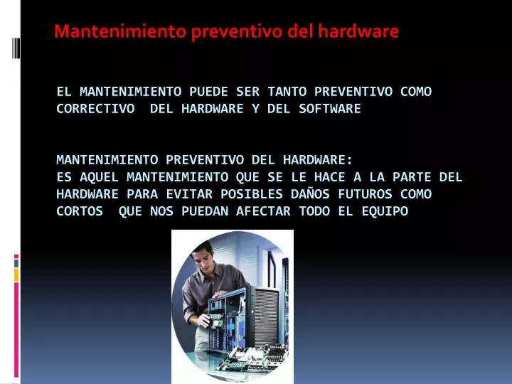 PPT Mantenimiento preventivo del hardware PowerPoint