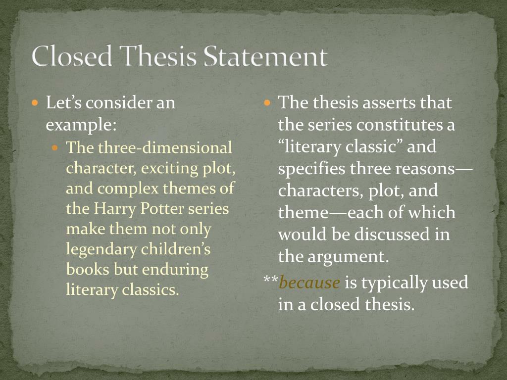 closed thesis definition literature