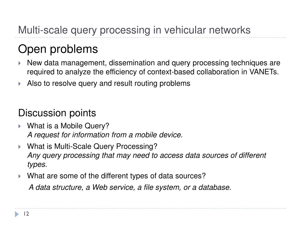 PPT - Multi-Scale Query Processing in Vehicular Networks: Optimization ...