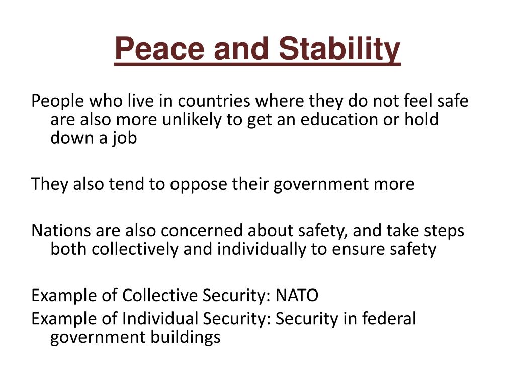need of peace and stability for development essay