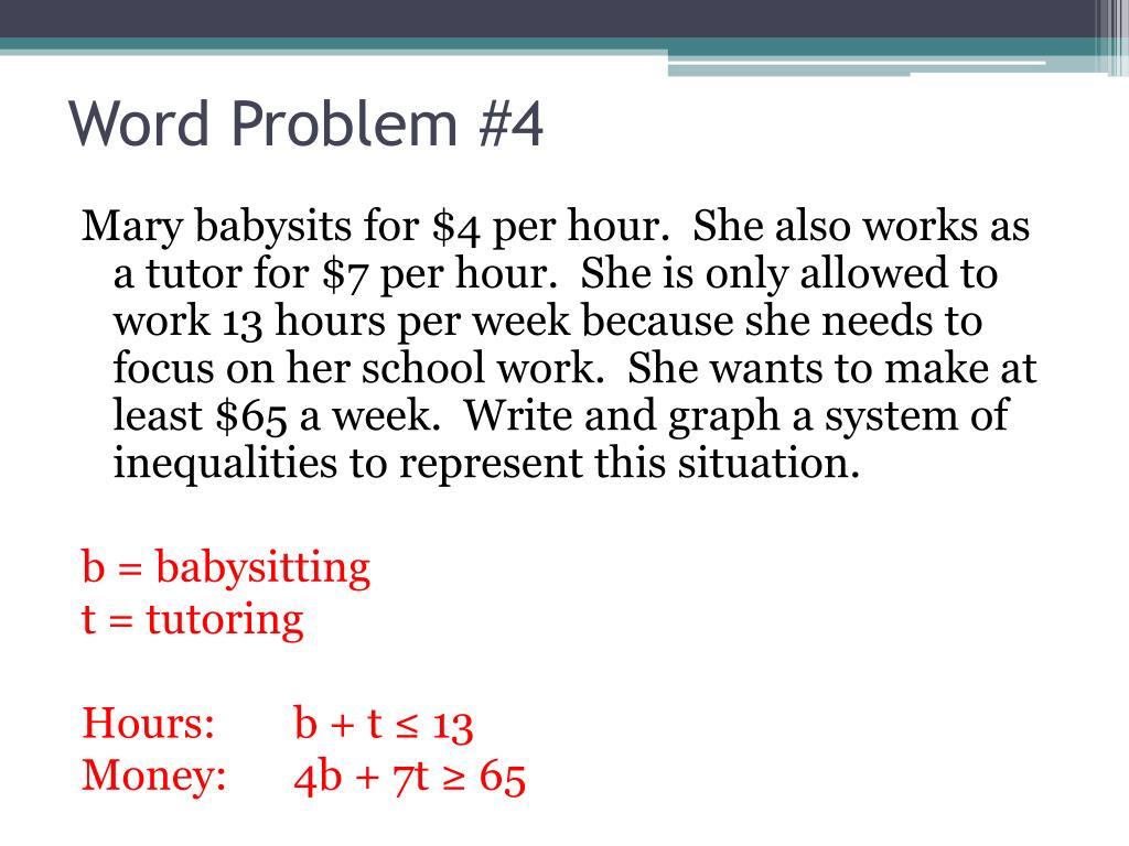 Linear Inequalities Word Problems Worksheet