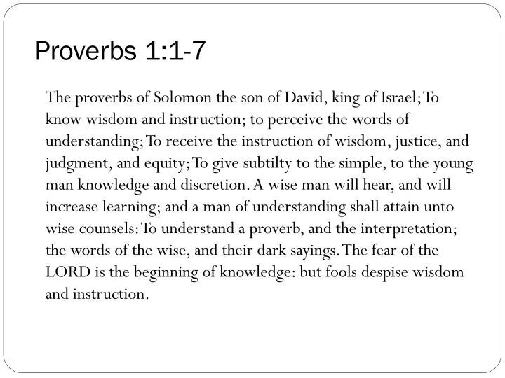 PPT - Proverbs 1:1-7 PowerPoint Presentation, free download - ID:2112687