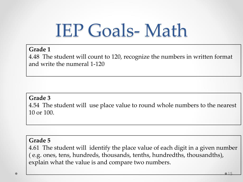 basic math problem solving iep goals