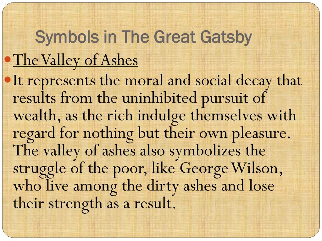 ashes in the great gatsby