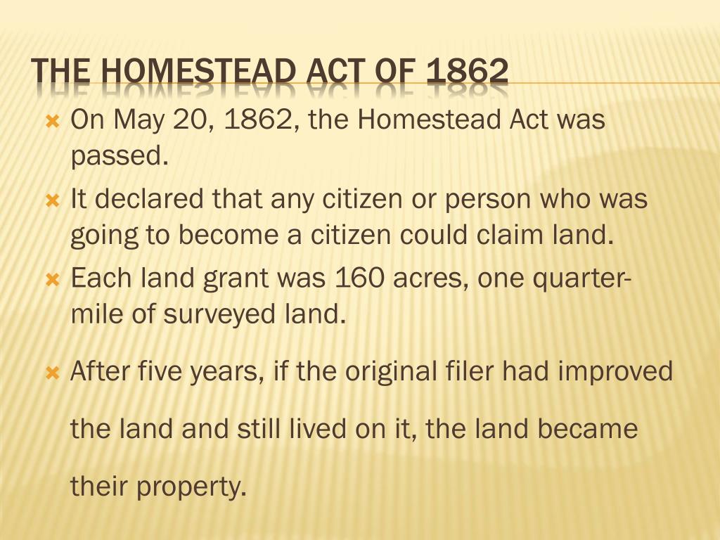 PPT - The Homestead Act PowerPoint Presentation, free download - ID:2116131