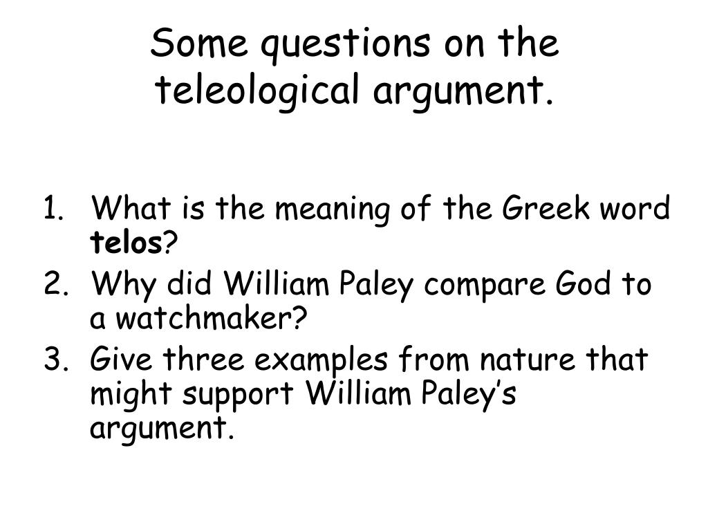 teleological argument essay questions