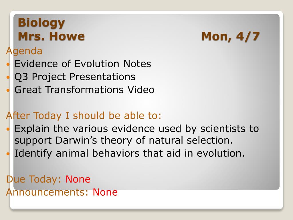 PPT - Biology Mrs. Howe Fri, 3/14 PowerPoint Presentation, free ...