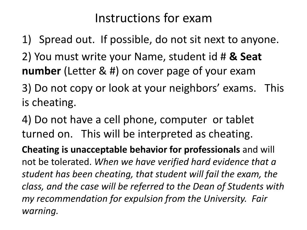 essay instructions in exam