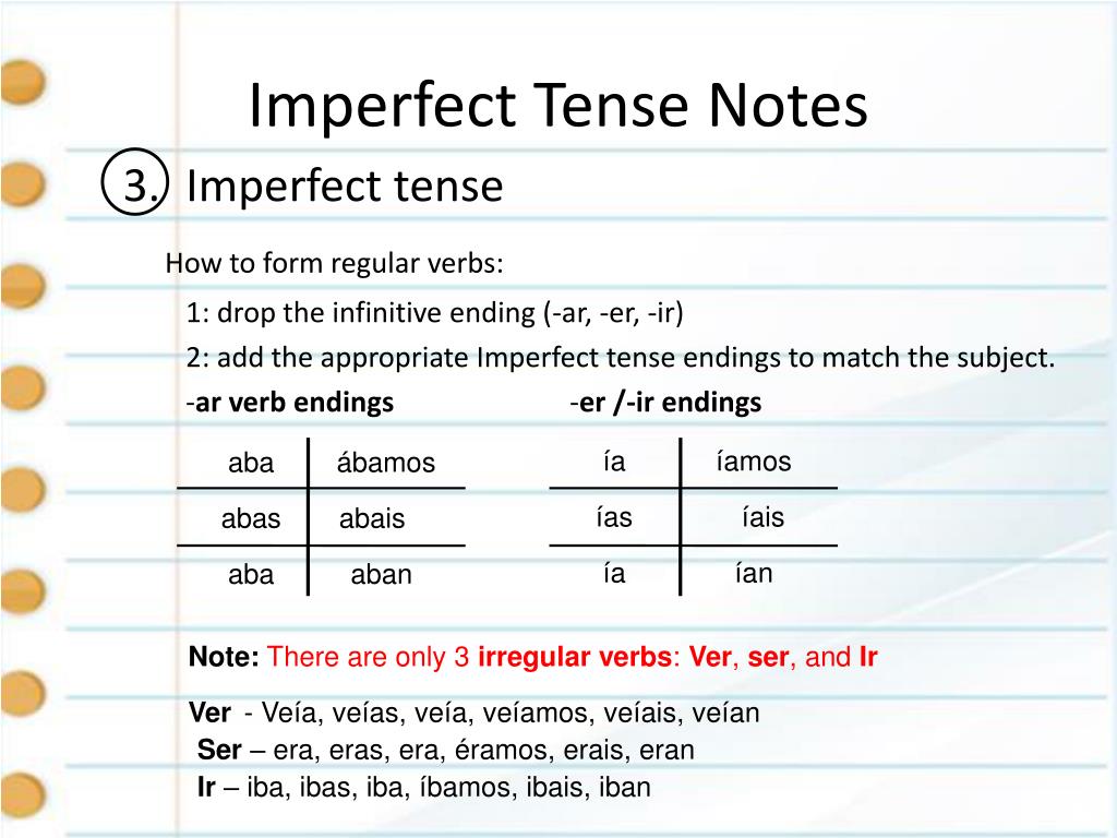 Imperfect Tense Notes.
