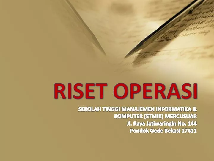 PPT - RISET OPERASI PowerPoint Presentation, Free Download - ID:2120732