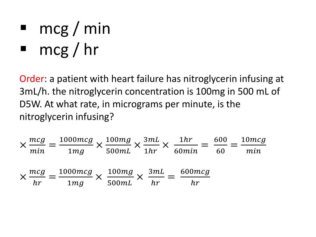 Calculate Mcg kg minute