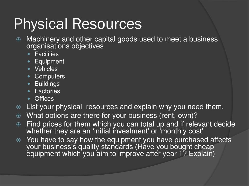 business plan physical resources