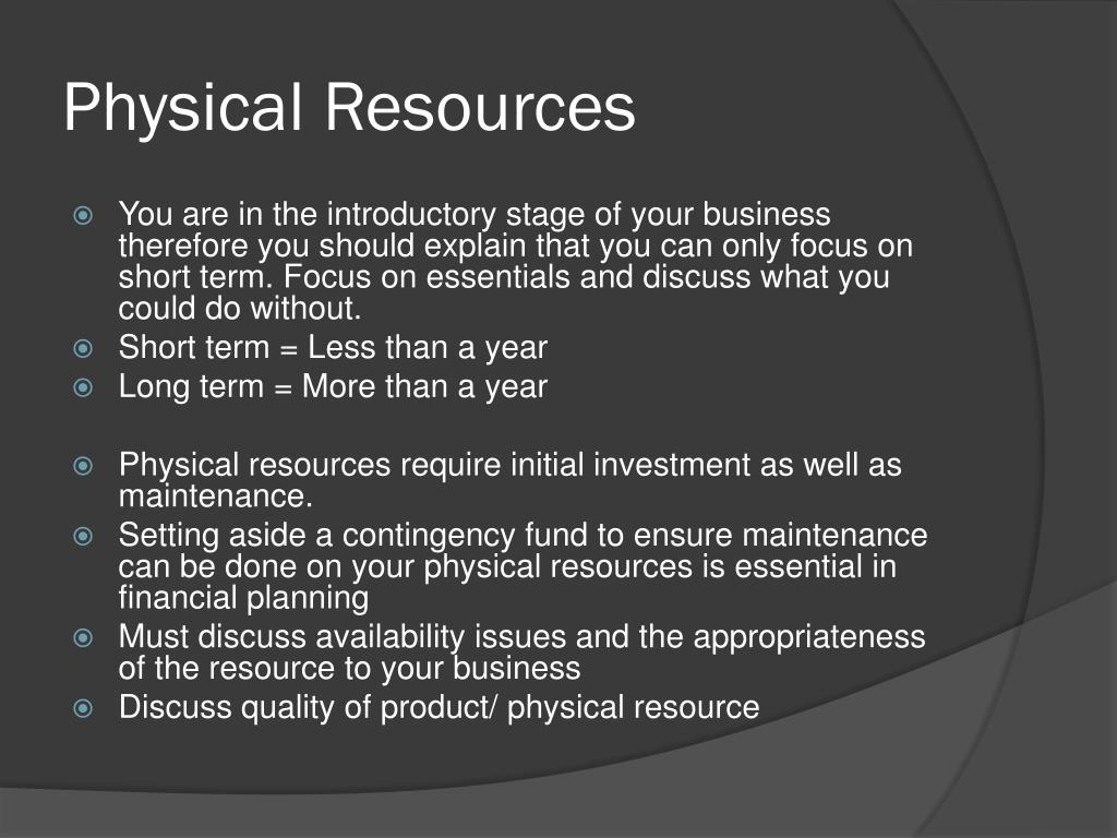 business plan physical resources