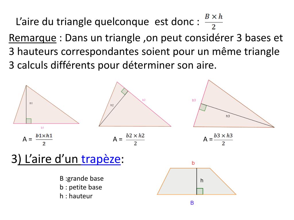 Aire D Un Triangle Quelconque PPT - L'aire du triangle quelconque est donc : PowerPoint Presentation -  ID:2126506