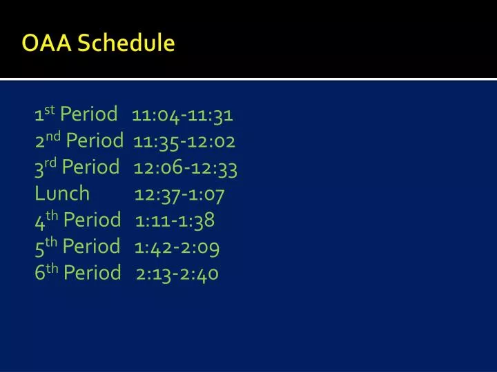oaa schedule n.