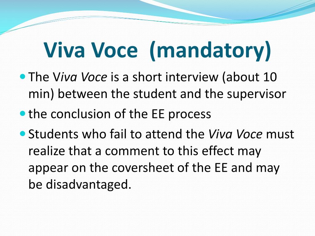 viva voce for extended essay