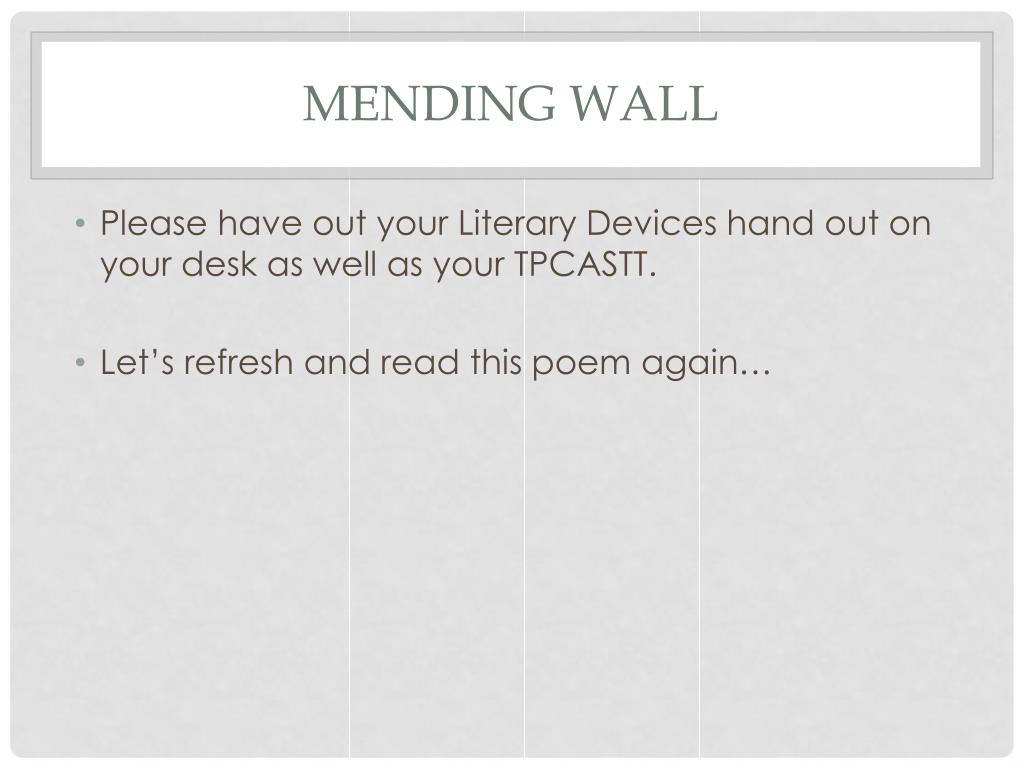 mending wall literary devices